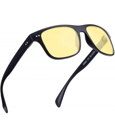 Square Driving Sunglasses Polarized Fashion Lightweight - Black/ Night Vision Lens - C818ILKT0IC $26.59