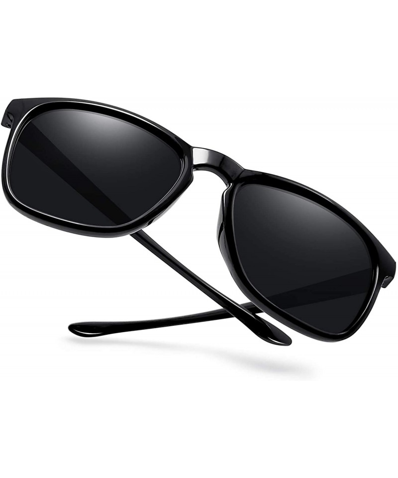 Semi-rimless Fashion Oversized Sunglasses for Men - Retro Womens Lightweight Sunglasses Polarized E8942 - Black Lightweight -...