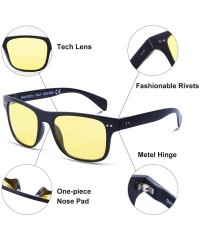 Square Driving Sunglasses Polarized Fashion Lightweight - Black/ Night Vision Lens - C818ILKT0IC $10.93