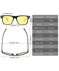 Square Driving Sunglasses Polarized Fashion Lightweight - Black/ Night Vision Lens - C818ILKT0IC $10.93