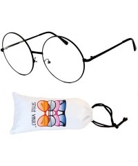 Oversized V3069-VP Oversized 2 3/8" Metal Round Eyeglasses - S1785v Black-clear - C9129IFUWC5 $10.20