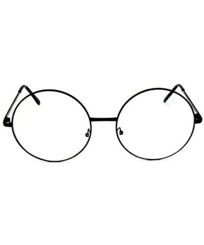 Oversized V3069-VP Oversized 2 3/8" Metal Round Eyeglasses - S1785v Black-clear - C9129IFUWC5 $10.20