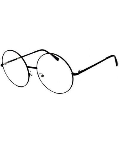Oversized V3069-VP Oversized 2 3/8" Metal Round Eyeglasses - S1785v Black-clear - C9129IFUWC5 $18.03