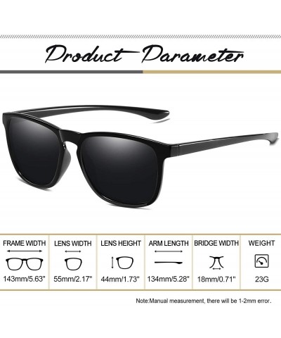 Semi-rimless Fashion Oversized Sunglasses for Men - Retro Womens Lightweight Sunglasses Polarized E8942 - Black Lightweight -...