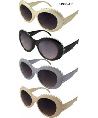 Oval Retro Inspired Plastic Oval Sunglasses Clout Goggles with Solid Lens - Pearl-light Brown - CU188I4SOH3 $7.26