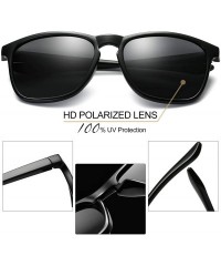 Semi-rimless Fashion Oversized Sunglasses for Men - Retro Womens Lightweight Sunglasses Polarized E8942 - Black Lightweight -...