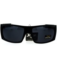 Rectangular Mens Locs Sunglasses Black Rectangular Metal Tip Skull Design UV 400 - Black Blue - CY186ROA2M5 $19.99