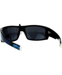 Rectangular Mens Locs Sunglasses Black Rectangular Metal Tip Skull Design UV 400 - Black Blue - CY186ROA2M5 $19.99