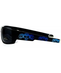 Rectangular Mens Locs Sunglasses Black Rectangular Metal Tip Skull Design UV 400 - Black Blue - CY186ROA2M5 $19.99