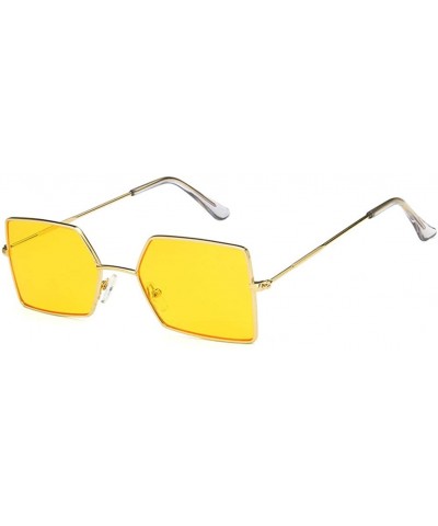 Rectangular Unisex Sunglasses Fashion Gold Red Drive Holiday Rectangle Non-Polarized UV400 - Gold Yellow - CQ18RI822T0 $10.81