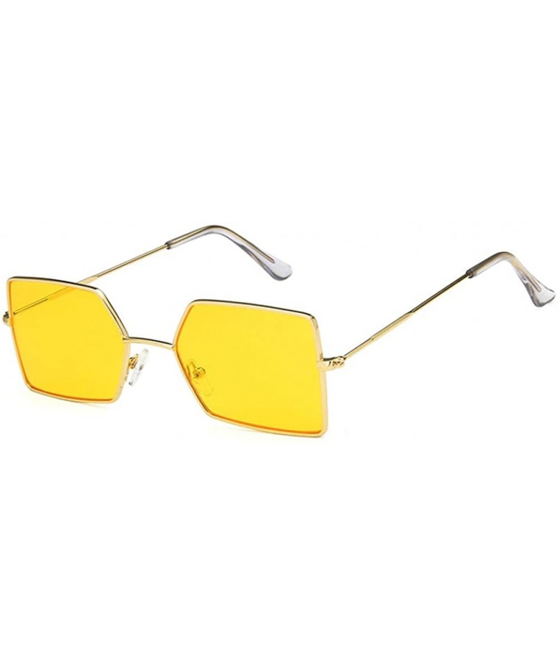 Rectangular Unisex Sunglasses Fashion Gold Red Drive Holiday Rectangle Non-Polarized UV400 - Gold Yellow - CQ18RI822T0 $17.47