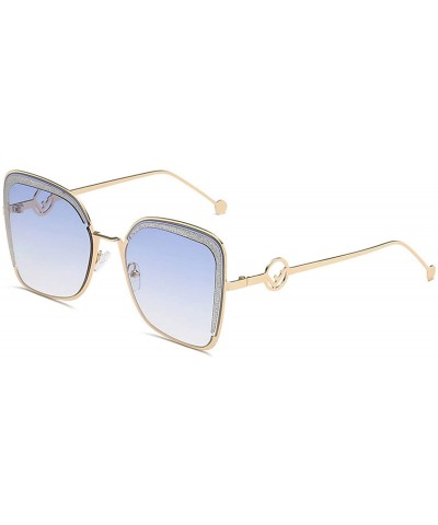 Shield Square Sunglasses Women Luxury Vintage Sun Glasses Men Fashion Personality Eyewear Gradient Letter F - Pink - CT198A79...