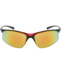 Rimless Sleek Semi Rimless Sports Sunglasses w/Color Mirror Lens 570082MT-REV - Red - C812GFHB2DR $9.32