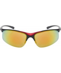 Rimless Sleek Semi Rimless Sports Sunglasses w/Color Mirror Lens 570082MT-REV - Red - C812GFHB2DR $9.32