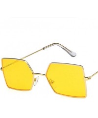 Rectangular Unisex Sunglasses Fashion Gold Red Drive Holiday Rectangle Non-Polarized UV400 - Gold Yellow - CQ18RI822T0 $17.47