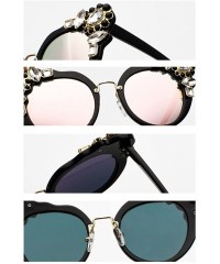 Semi-rimless Ms. Oversized Frame Retro Cat Eye Sunglasses Fashion Design - Black Mercury Film - C018EQG5M3T $21.31