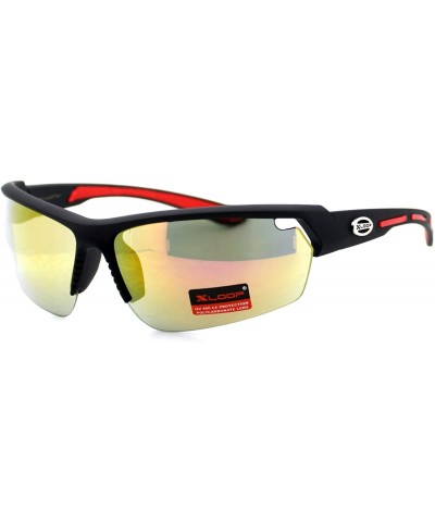 Sport Xloop Sunglasses Mens Sports Light Weight Half Rim Wrap Matte Frame - Black Red - CW1804G55I3 $17.97