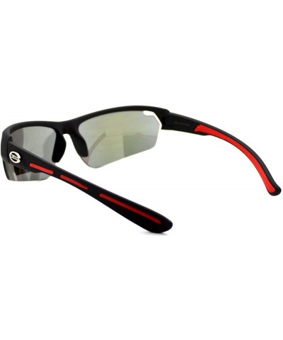 Sport Xloop Sunglasses Mens Sports Light Weight Half Rim Wrap Matte Frame - Black Red - CW1804G55I3 $11.32