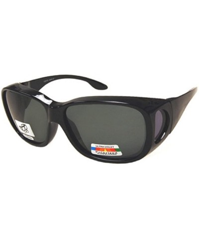 Wrap Men Women Large Polarized Fit Over Sunglasses Wear Over Glasses - Black - C712IF6VOGL $27.31