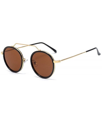 Round 2020 Fashion Retro Round Sunglasses Men Women Full Frame Metal Sun shade glasses UV protection - Brown - CK1925OL6QZ $2...