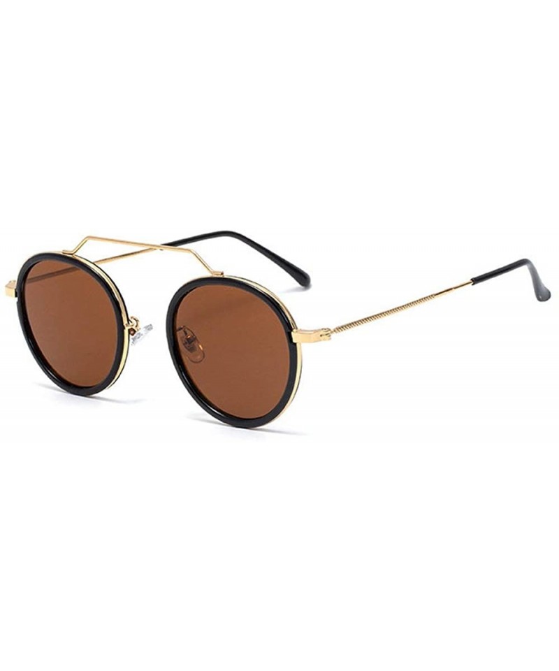 Round 2020 Fashion Retro Round Sunglasses Men Women Full Frame Metal Sun shade glasses UV protection - Brown - CK1925OL6QZ $1...