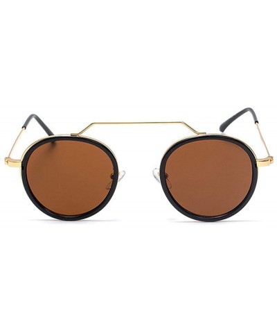 Round 2020 Fashion Retro Round Sunglasses Men Women Full Frame Metal Sun shade glasses UV protection - Brown - CK1925OL6QZ $1...
