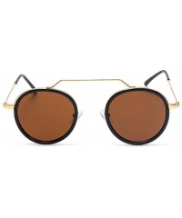 Round 2020 Fashion Retro Round Sunglasses Men Women Full Frame Metal Sun shade glasses UV protection - Brown - CK1925OL6QZ $1...