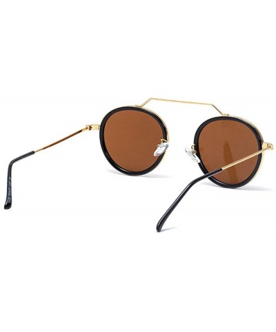 Round 2020 Fashion Retro Round Sunglasses Men Women Full Frame Metal Sun shade glasses UV protection - Brown - CK1925OL6QZ $1...