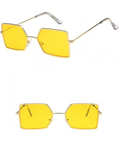 Rectangular Unisex Sunglasses Fashion Gold Red Drive Holiday Rectangle Non-Polarized UV400 - Gold Yellow - CQ18RI822T0 $17.47
