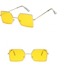 Rectangular Unisex Sunglasses Fashion Gold Red Drive Holiday Rectangle Non-Polarized UV400 - Gold Yellow - CQ18RI822T0 $16.78