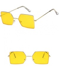 Rectangular Unisex Sunglasses Fashion Gold Red Drive Holiday Rectangle Non-Polarized UV400 - Gold Yellow - CQ18RI822T0 $17.47