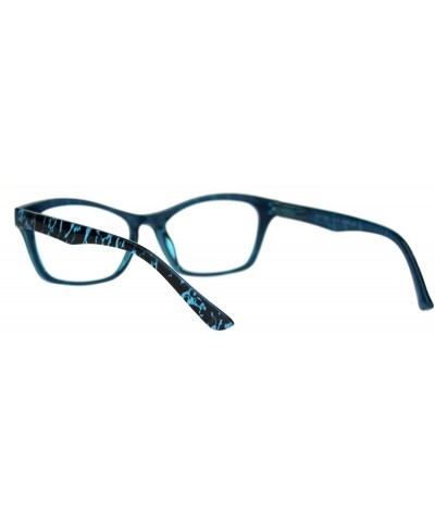 Rectangular Womens Rectangular Marble Print Plastic Strength Reading Glasses - Teal Marble - C318QRYOL29 $19.12