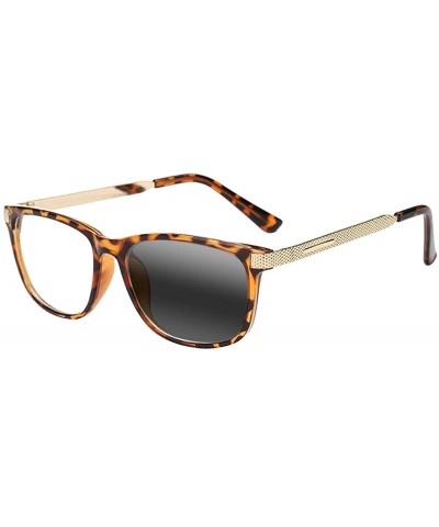 Rectangular Men Women Fashion Bifocal Reading Glass Retro Transition Photochromic UV400 Anti-UV Reader - Leopard - CH18Z40C7G...