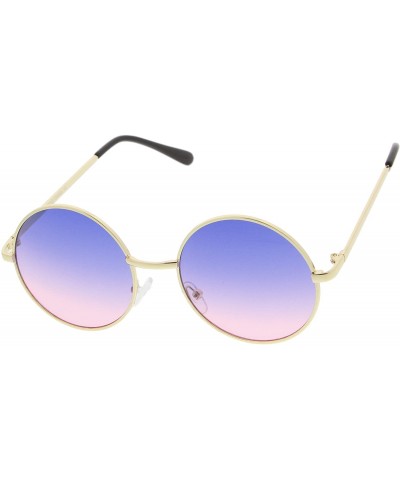 Round Mid Sized Metal Lennon Style Color Tinted Round Sunglasses - Gold Blue-pink - CQ11JV5SADZ $12.63