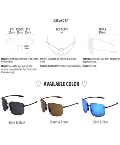 Semi-rimless Classic Sports Sunglasses Men Women Male Driving Golf Rectangle Rimless Ultralight Frame Sun Glasses UV400 - C51...