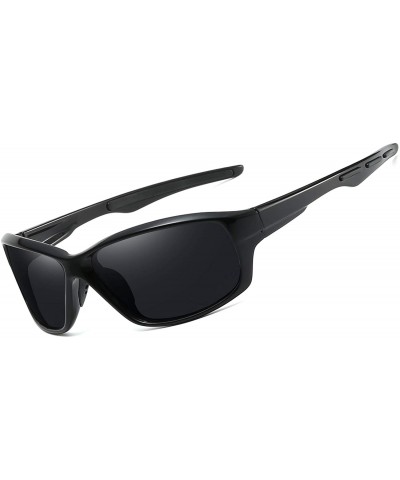 Sport Men Sport Sunglasses Polarized Women UV 400 Protection 65MM Baseball Fashion Style Driving - Black Grey - C4193I2M67H $...