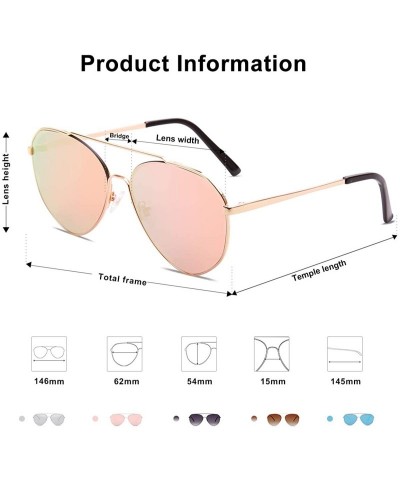Oversized Oversized Aviator Sunglasses Mirrored Flat Lens for Men Women UV400 SJ1083 - C3 Gold Frame/Pink Mirrored Lens - CH1...