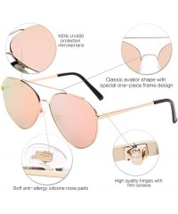 Oversized Oversized Aviator Sunglasses Mirrored Flat Lens for Men Women UV400 SJ1083 - C3 Gold Frame/Pink Mirrored Lens - CH1...