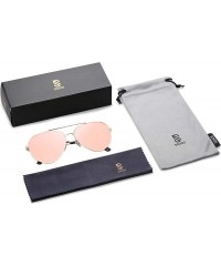 Oversized Oversized Aviator Sunglasses Mirrored Flat Lens for Men Women UV400 SJ1083 - C3 Gold Frame/Pink Mirrored Lens - CH1...