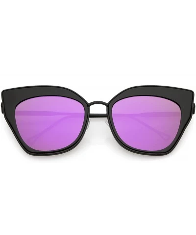 Cat Eye Oversize Slim Metal Nose Bridge Square Colored Mirror Lens Pointed Cat Eye Sunglasses 58mm - CO188HDR9DM $22.20