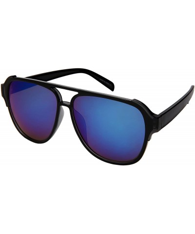 Aviator Fashion Aviator Brow Bar Plastic Sunglasses w/Mirrored Lens 541086TT-REV - CO180UA287N $8.52