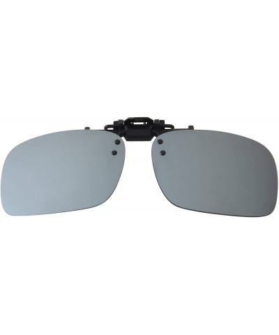 Rectangular Polarized Men Women Outdoor Sport Clip on Flip up Driving Sunglasses - Silver Lsp101 - C211MNV6R1R $27.49