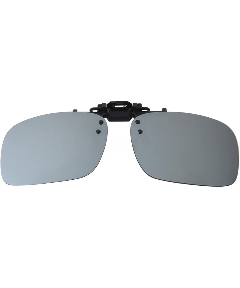 Rectangular Polarized Men Women Outdoor Sport Clip on Flip up Driving Sunglasses - Silver Lsp101 - C211MNV6R1R $17.23