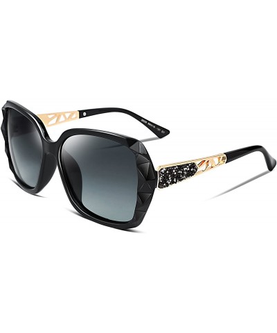 Oversized Classic Polarized Women Sunglasses Sparkling Composite Frame B2289 - 2 Black/Fade Smoke - CG180HUG3XT $24.69
