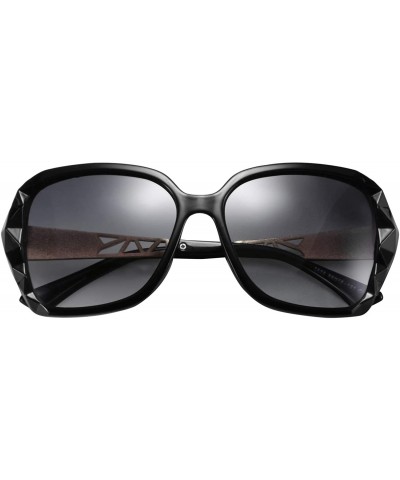 Oversized Classic Polarized Women Sunglasses Sparkling Composite Frame B2289 - 2 Black/Fade Smoke - CG180HUG3XT $13.68