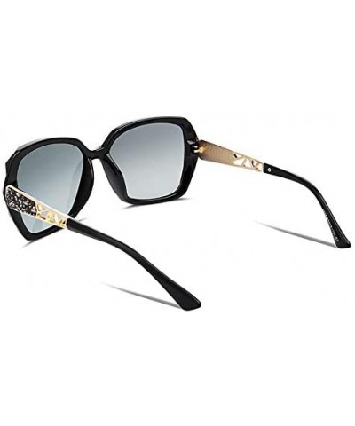 Oversized Classic Polarized Women Sunglasses Sparkling Composite Frame B2289 - 2 Black/Fade Smoke - CG180HUG3XT $13.68