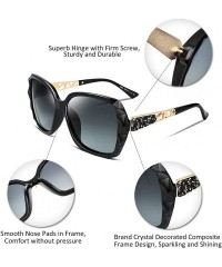 Oversized Classic Polarized Women Sunglasses Sparkling Composite Frame B2289 - 2 Black/Fade Smoke - CG180HUG3XT $13.68