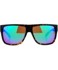 Square Classic Square Frame Sunglasses Unisex Designer Fashion Color Mirror Lens - Tortoise (Teal Mirror) - CM180CDHQK0 $12.43