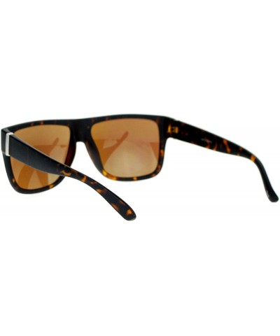 Square Classic Square Frame Sunglasses Unisex Designer Fashion Color Mirror Lens - Tortoise (Teal Mirror) - CM180CDHQK0 $12.43