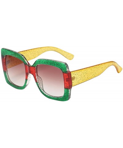 Square NEW Oversized Square Luxury Sunglasses Gradient Lens Vintage Women Fashion (C) - CQ18CE76OEN $10.40